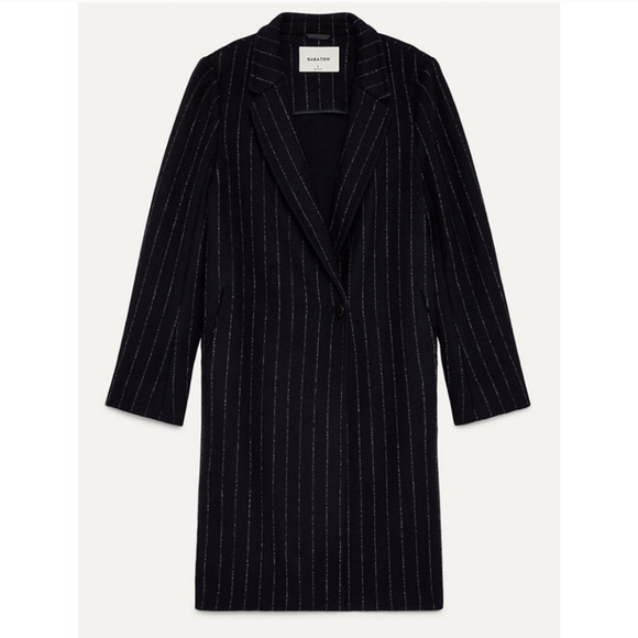 Aritzia Black Pinstripe Pea Coat - Picture 9 of 16